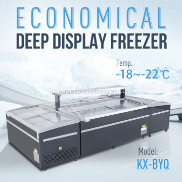 Pintu Kaca Komersial Kulkas Deep Island Display Freezer